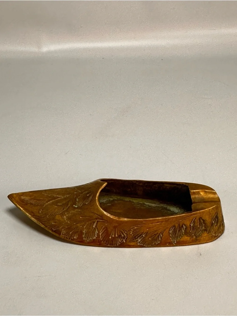Vintage Engraved Brass Ashtray Shoe/Slipper Made in India Intricate Design